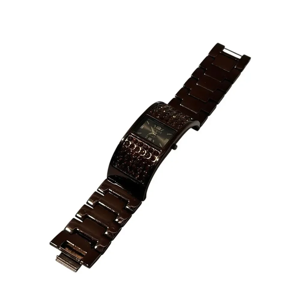 Elgin II Womens Watch Metallic Brown Crystal Bracelet EL1007B Need Battery 6.75